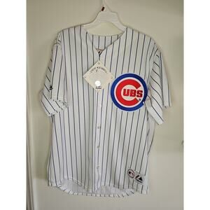 Derek Lee #25 Chicago Cubs Majestic MLB Baseball Pinstripe Jersey Men's Size L